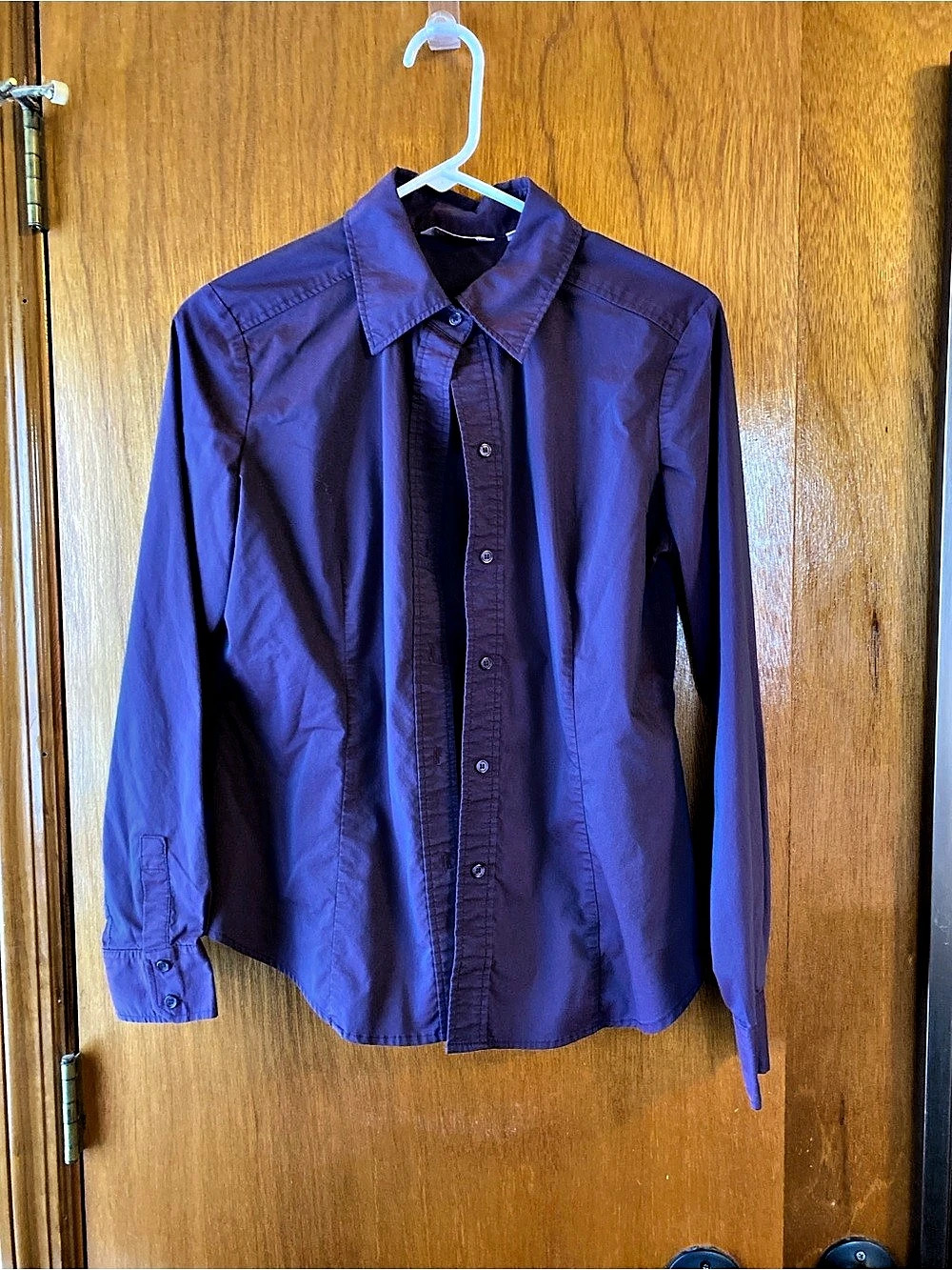 New York & Company Purple Cotton Button-Down Shirt